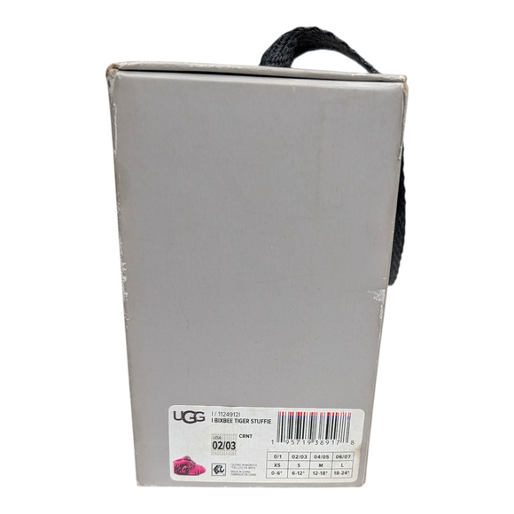 UGGS Baby Booties Size 2/3 6 months Hot Pink Plush Bixbee Tiger Stuffie Boots - Picture 4 of 8